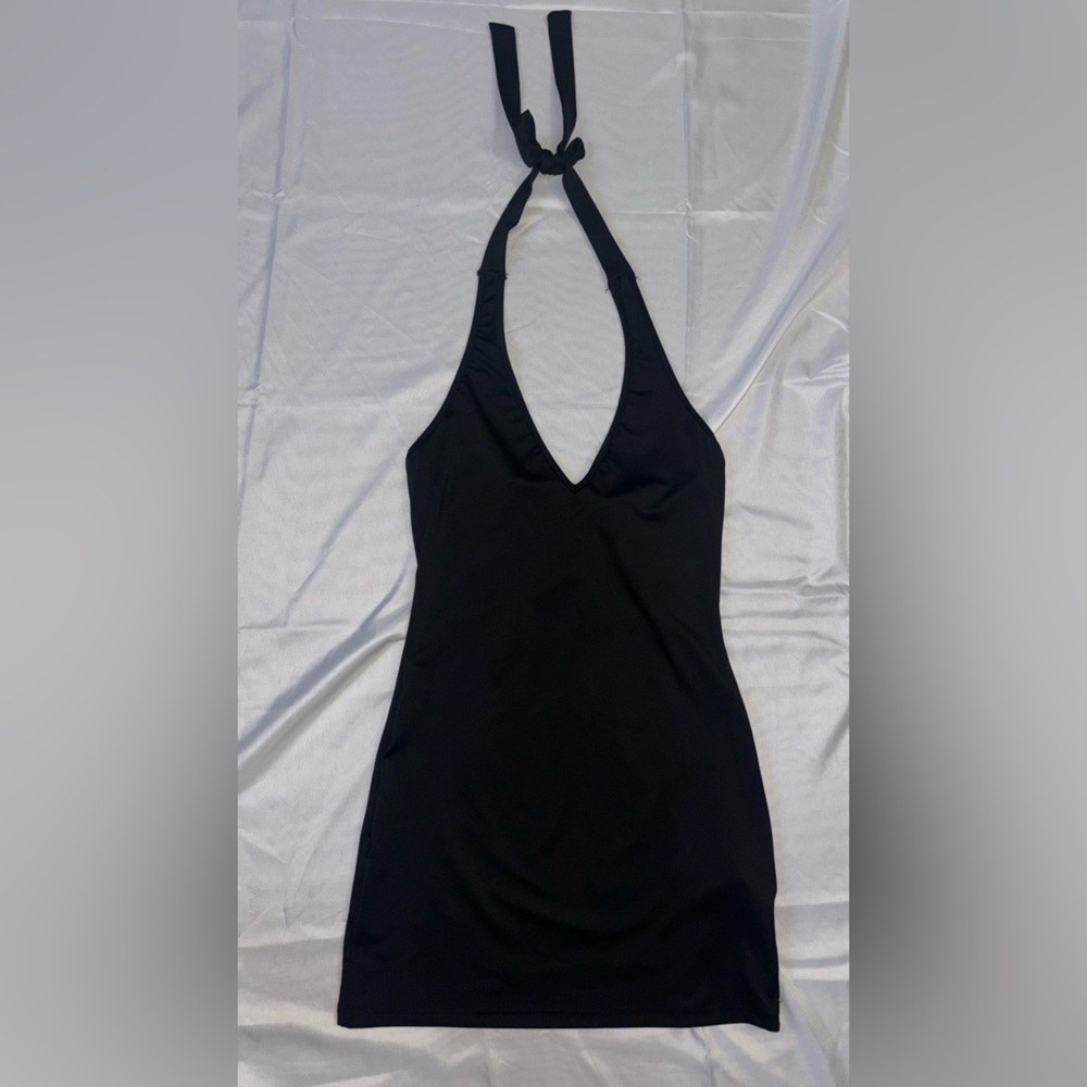 Missguided Black Halter Dress